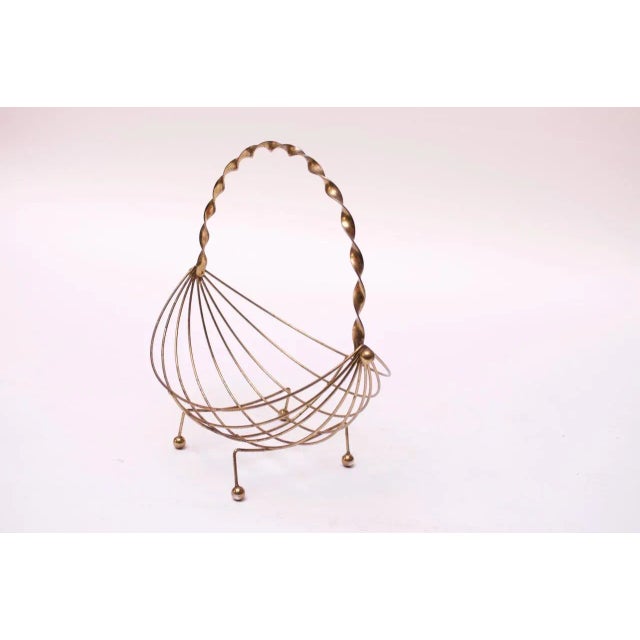 Mid-Century Modern Brass Decorative Basket For Sale - Image 13 of 13