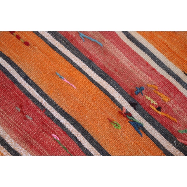 Textile 1960s Rustic & Primitive Hand Knotted Wool Striped Kilim Rug For Sale - Image 7 of 9
