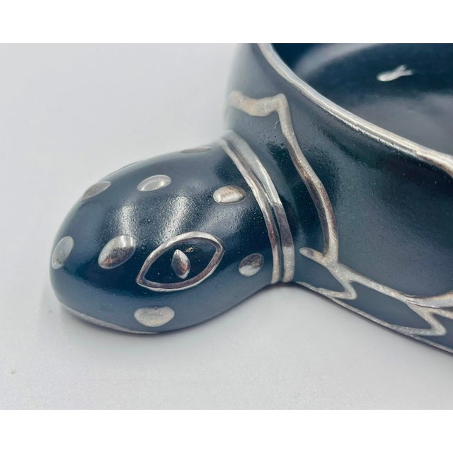 1980s Emilia Castillo Turtle Catchall Bowl in Black Porcelain & Pure Silver, Mexico For Sale - Image 15 of 18
