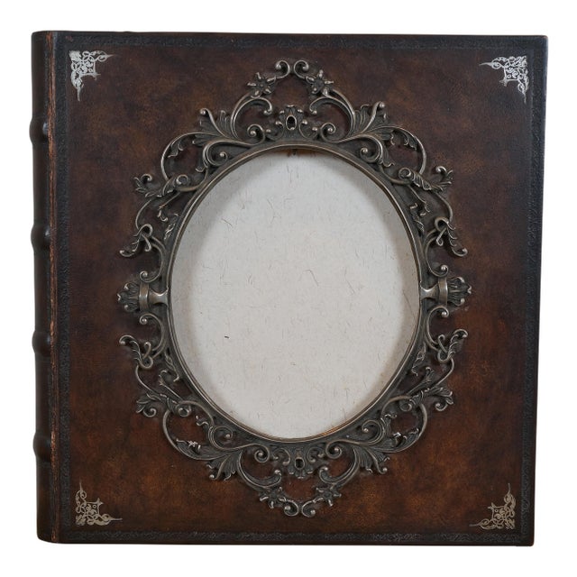 Late 20th Century Maitland-Smith Tooled Leather Wedding Photo Album Scrap Book For Sale