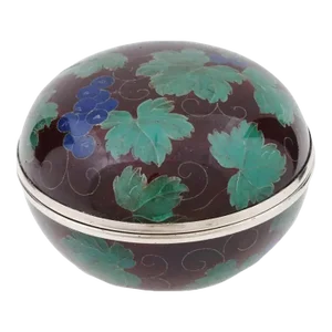 Early 20th Century Japanese Covered Grape Plique a Jour Enamel Kogo Box