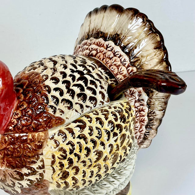 1970s Vintage Americana Boho Chic Arts & Crafts Turkey Soup Tureen With Ladle For Sale - Image 15 of 18
