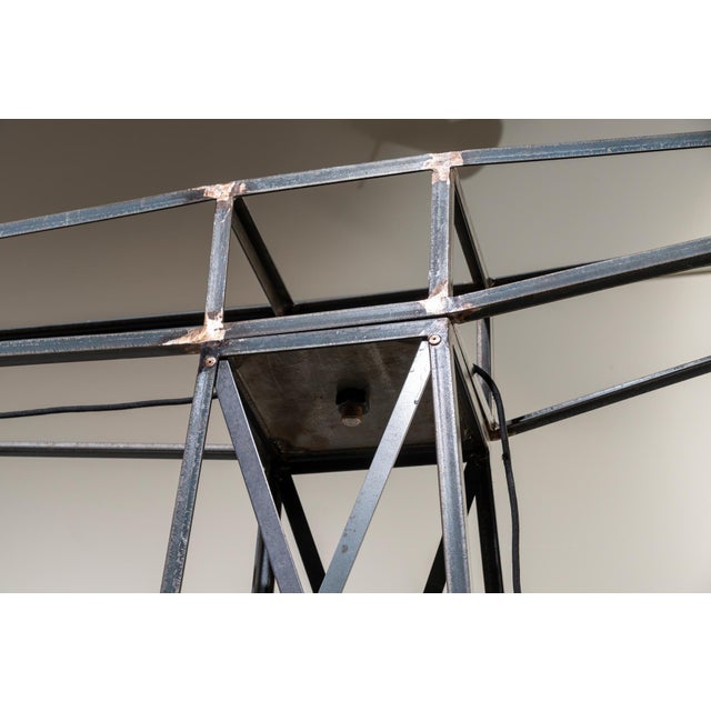 Industrial Large Iron Crane-Shaped Lamp, 1990s For Sale - Image 3 of 8