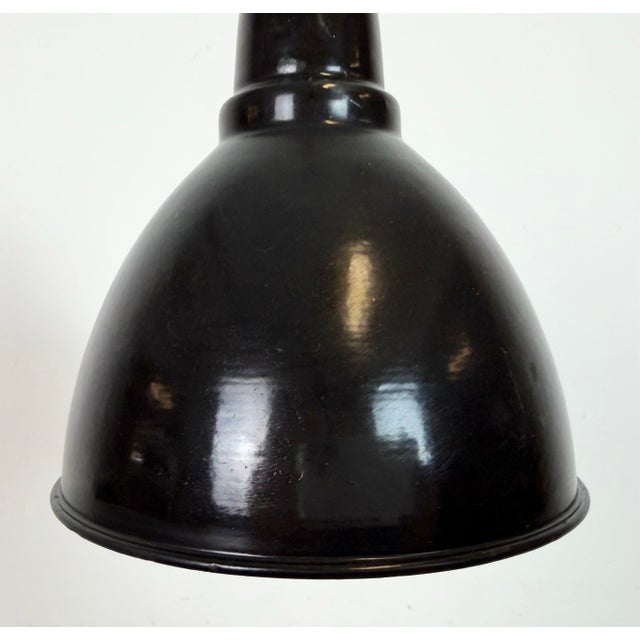 Small Industrial Black Enamel Pendant Lamp, 1950s For Sale - Image 4 of 14