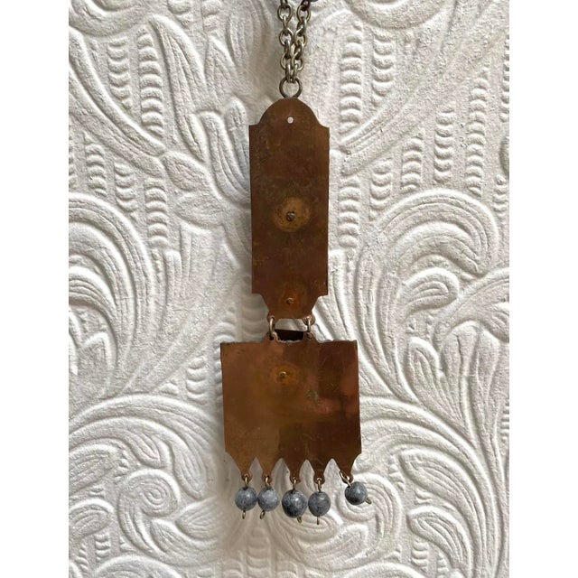 Metal 1950s Mid Century Vintage Hand Made Copper Brass Onyx Mayan Aztec Necklace For Sale - Image 7 of 9