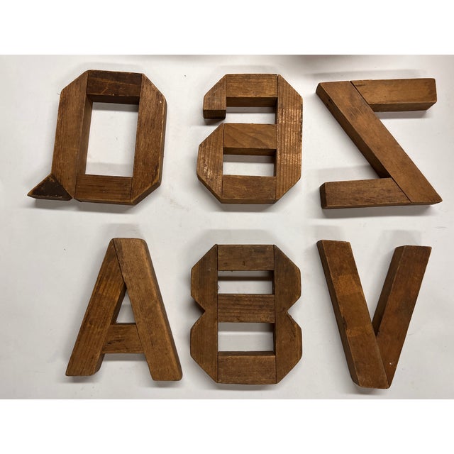 Vintage Handmade Wooden Letters Set/6 For Sale - Image 4 of 4