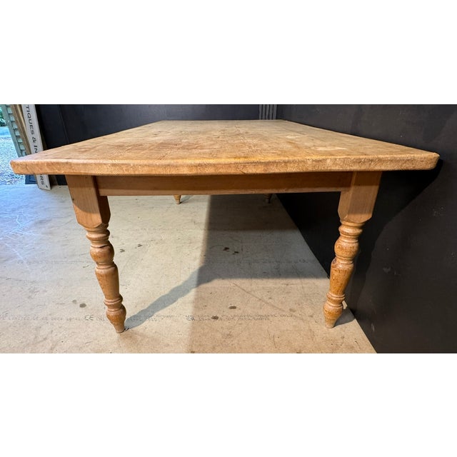 Large Vintage Farmhouse Dining Table in Pine, 1940 For Sale - Image 10 of 15