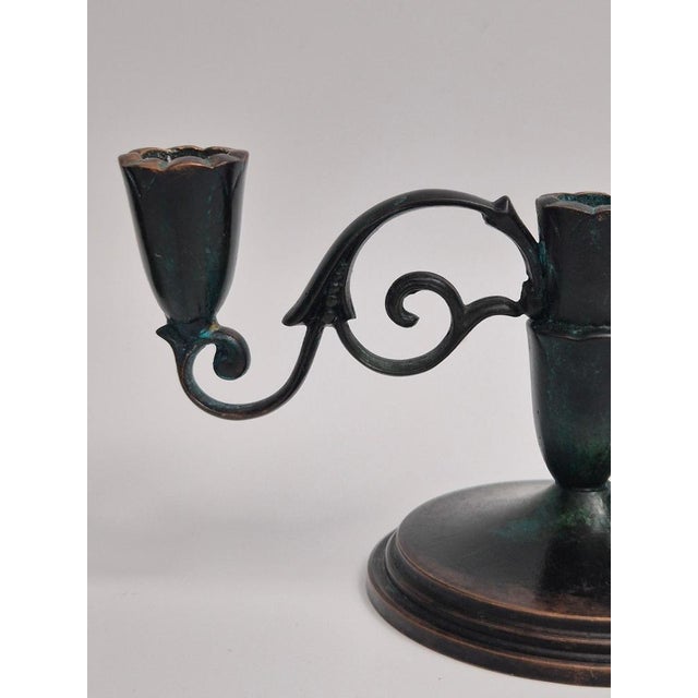 Metal Vintage Decorative Candleholders in Bronze, 1920s, Set of 2 For Sale - Image 7 of 10