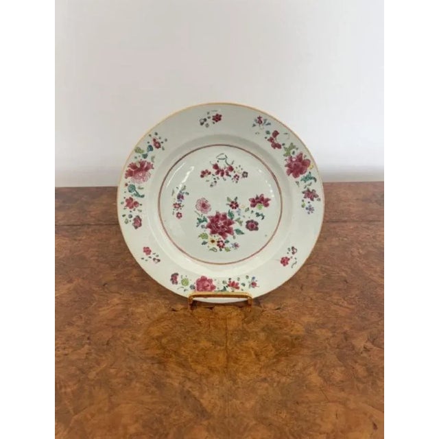 Antique Chinese Famille Rose Porcelain Plate, 1800 For Sale - Image 3 of 5
