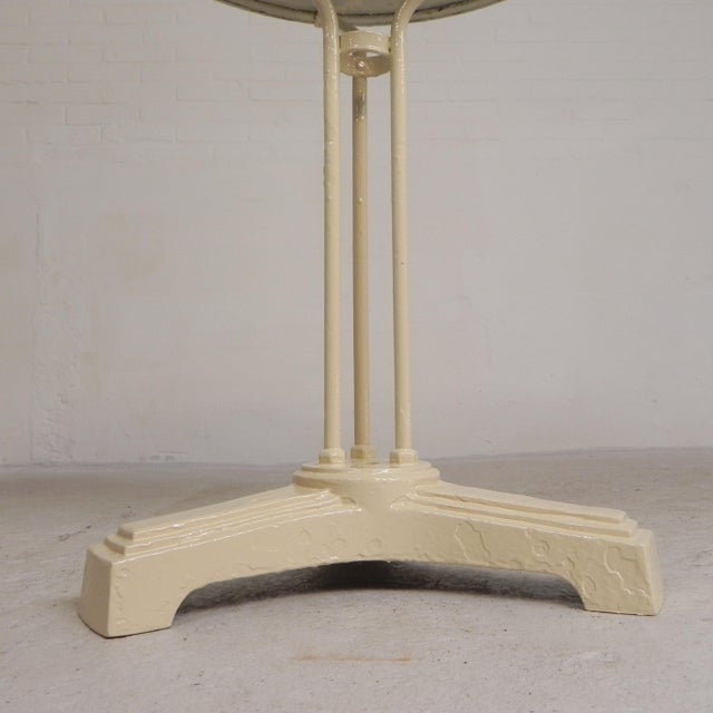 Bistro Table with Cast Iron Legs and Round Steel Top, 1930s For Sale - Image 10 of 18