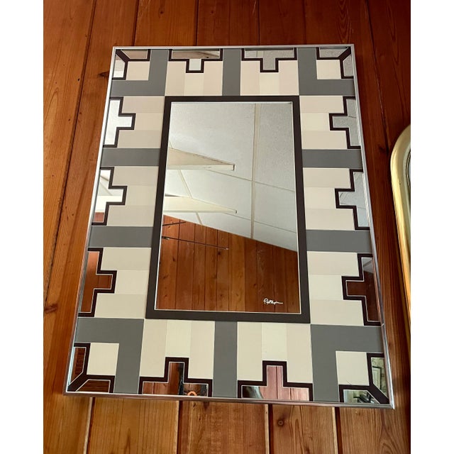 Glass Vintage Greg Copeland Op Art Wall Mirror For Sale - Image 7 of 12