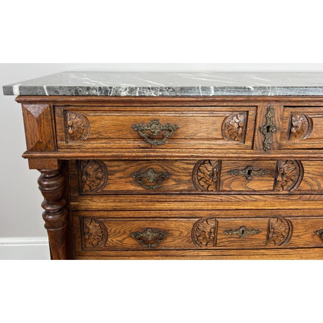 French Style Chest of Drawers with Marble Top For Sale - Image 6 of 18