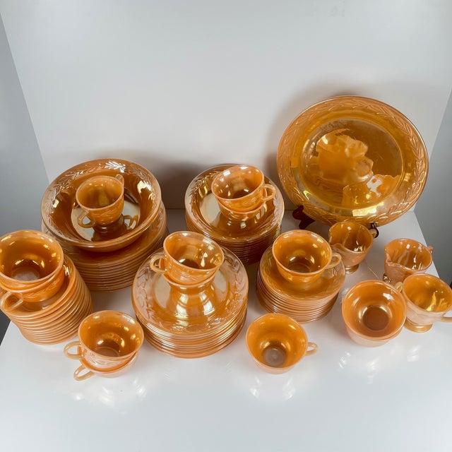 Fire-King Peach Bay Leaf Service for 12 from Anchor Hocking, USA, 1950s, Set of 67 For Sale - Image 15 of 18