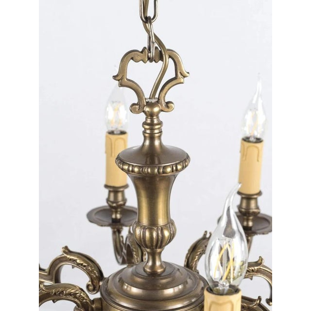 Metal Low Brass 8-Arm Chandelier For Sale - Image 7 of 7
