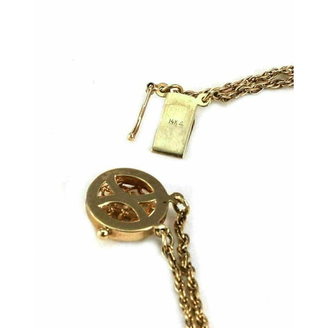 Contemporary Mid 20th Century Multicolor Gems 14k Gold & Sterling 4 Charms Double Chain Bracelet For Sale - Image 3 of 6