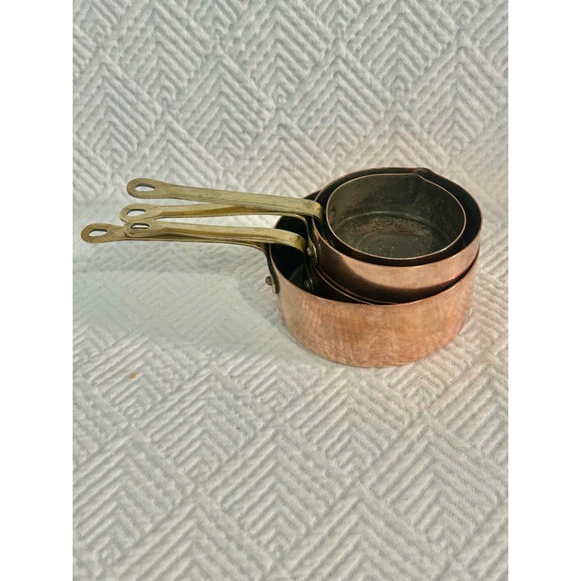 Vintage Copper & Brass Measuring Cups, Set of 4 – French Country Farmhouse Decor For Sale In New Orleans - Image 6 of 11