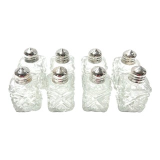 Vintage Cut Crystal Salt & Pepper Shakers – Set of 8 For Sale