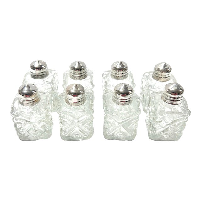 Vintage Cut Crystal Salt & Pepper Shakers – Set of 8 For Sale