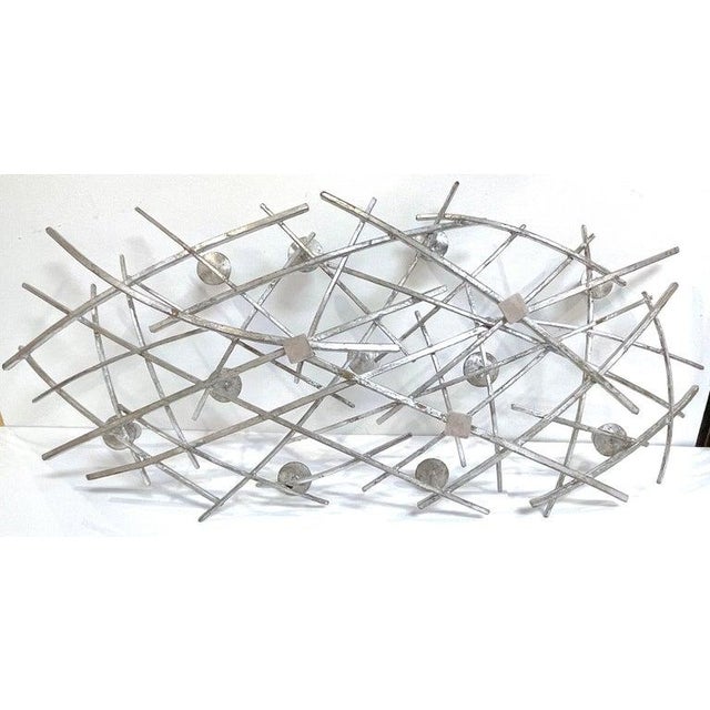 Silver Late 20th Century 12 Light French Modern Kinetic Silvered Metal Candelabra Centerpiece For Sale - Image 8 of 12