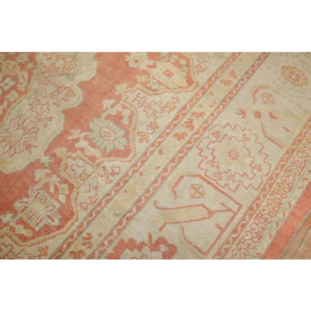Orange Orange Ivory Antique Turkish Oushak - 11' x 14'4" For Sale - Image 8 of 9