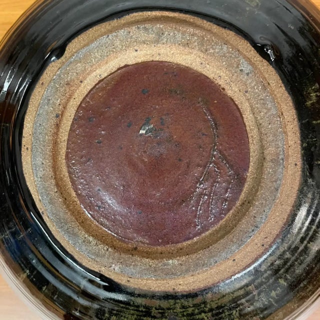 Oversized Studio Pottery Bowl With Earth-Toned Glaze - Mid Century For Sale - Image 14 of 18