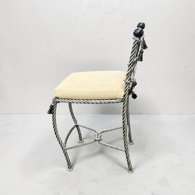 Vintage Napoleon III Iron Rope Twist Designer Bar Stool For Sale In Philadelphia - Image 6 of 10