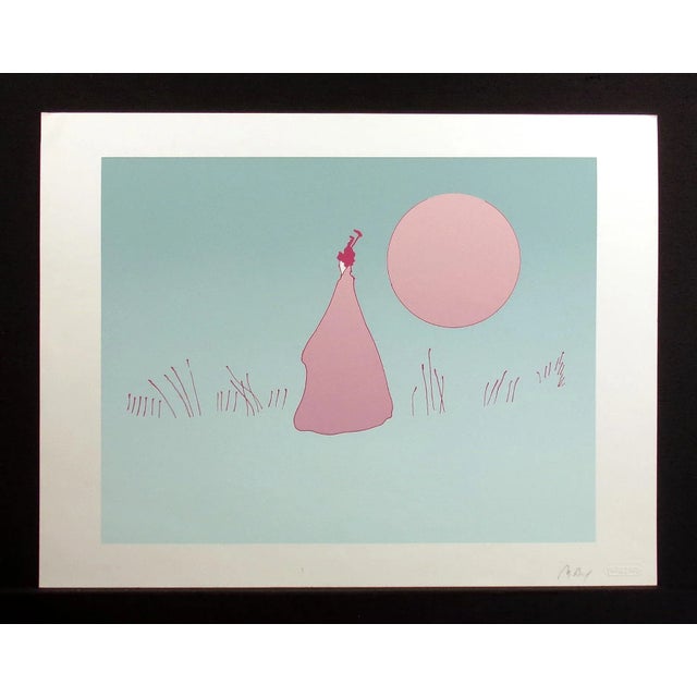 Pink Peter Max "Walking in the Garden" Hand Signed Art Serigraph 1979 For Sale - Image 8 of 8