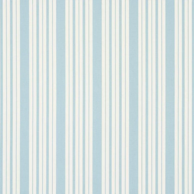 Schumacher X Mark D. Sikes Markie Stripe Fabric In China Blue For Sale