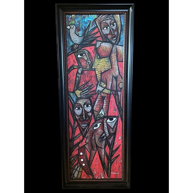 Original,signed abstract painting by Haitian artist Hunseul Dorvil. Beautiful and Bold! More about the artist. Hunseul...