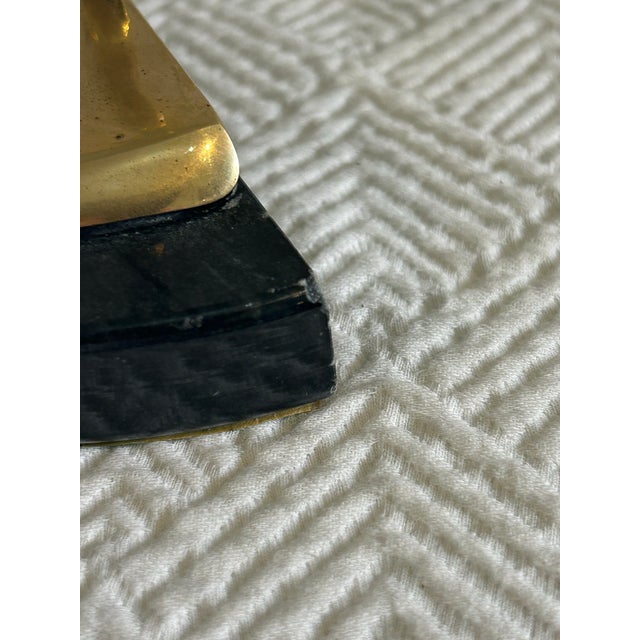 Vintage Andrea by Sadek Brass and Marble Caduceus Bookends - A Pair For Sale - Image 9 of 9