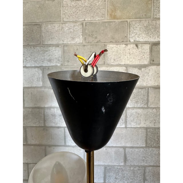 1950s Brass, Metal, and Opaline Glass Hanging Ceiling Light, Sweden For Sale - Image 10 of 10