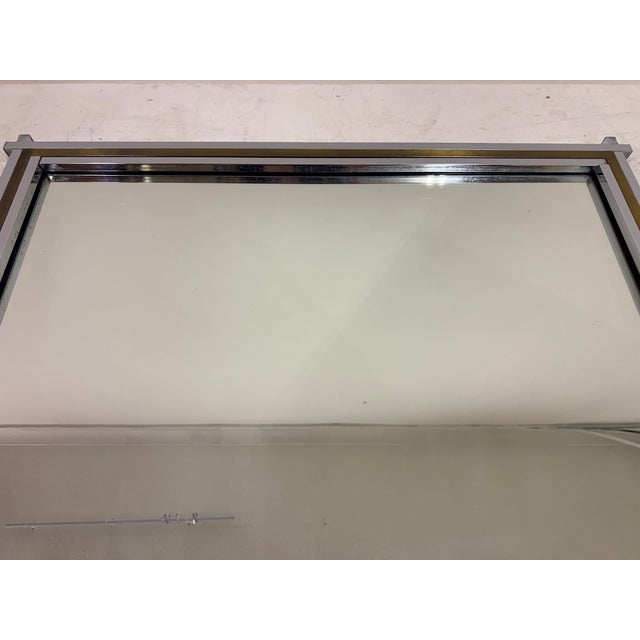 Chrome and Brass Wall Mirror, Italy, 1970s For Sale - Image 4 of 11