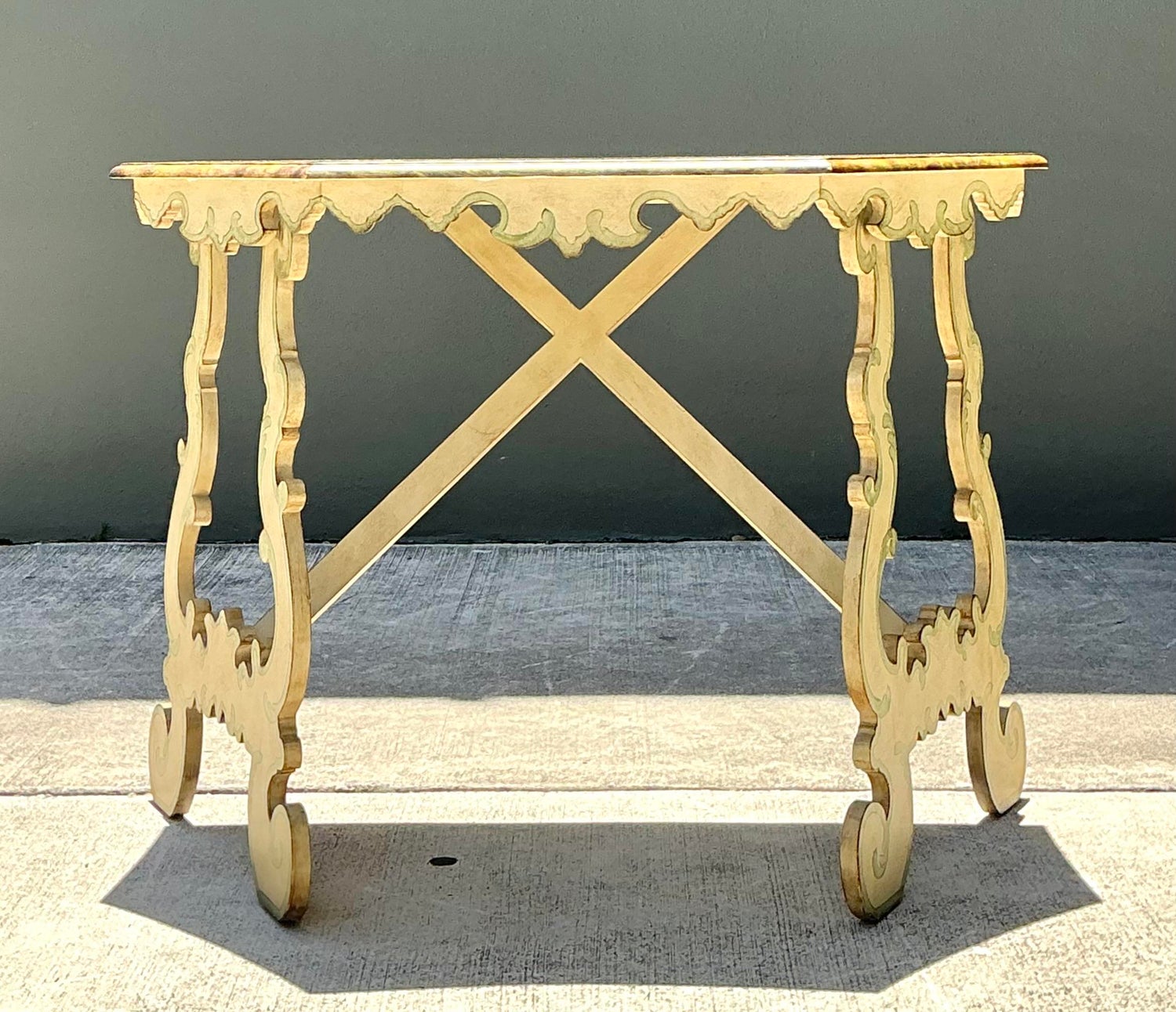 Vintage Chelsea House Hand Painted Console Table - Top view
