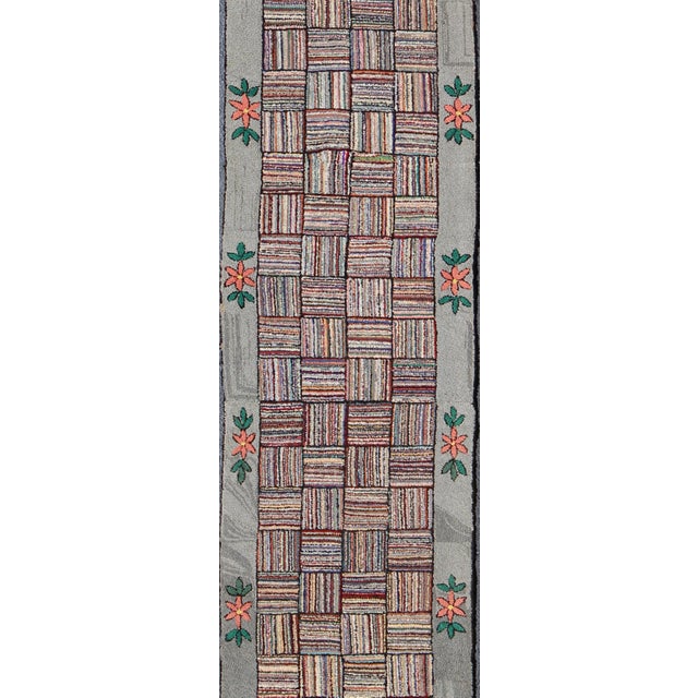 Early 20th Century Antique American Hooked Runner With Colorful Patchwork Design 2'4" X 11'2" For Sale - Image 5 of 10