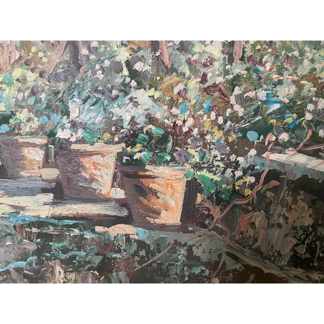 Textile Vintage Italian Riviera Oil Painting, Mediterranean Seascape, Gold Frame, 36x48 For Sale - Image 7 of 11