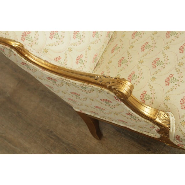 French Louis XV Style Antique Gilt Frame Bergere Chair For Sale - Image 12 of 13