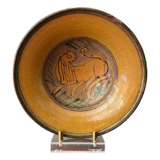Antique Guatemalan Majolica Plate/Bowl with Animal For Sale