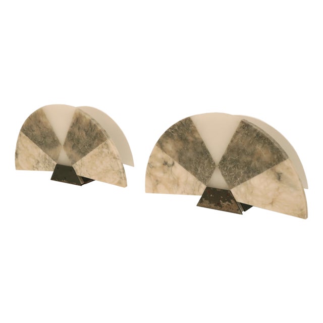 1970s Pair of Modernist Italian Alabaster Table Lamps For Sale