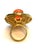 Orange Bochic "Orient" Vintage Orange Opal, Emerald & Diamond Ring Set In 18K & Silver For Sale - Image 8 of 18