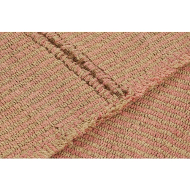 Textile Rug & Kilim’s Contemporary Kilim in Pink and Beige Textural Stripes For Sale - Image 7 of 7
