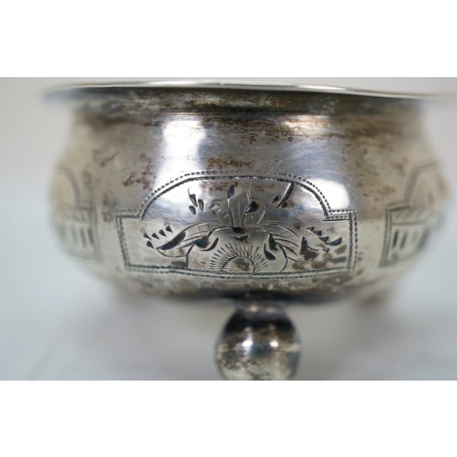 Antique 1874 Russian Silver Salt Cellar & S Kirk & Son Sterling Spoon 2.5" For Sale - Image 11 of 15