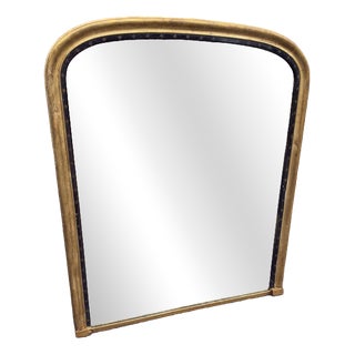 Antique English Carved Wood and Gesso Arched Top Gilt Overmantle Mirror For Sale