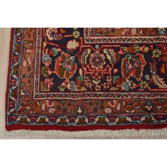 Mashad Rug 9’7” X 12’3” Red Wool Vintage Traditional Hand-Knotted Carpet For Sale - Image 11 of 14