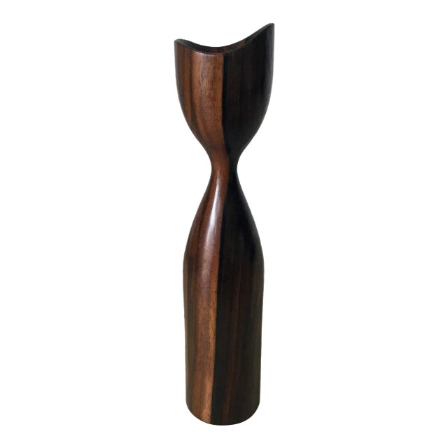 Danish Modern Hand Turned Rosewood Candlestick For Sale