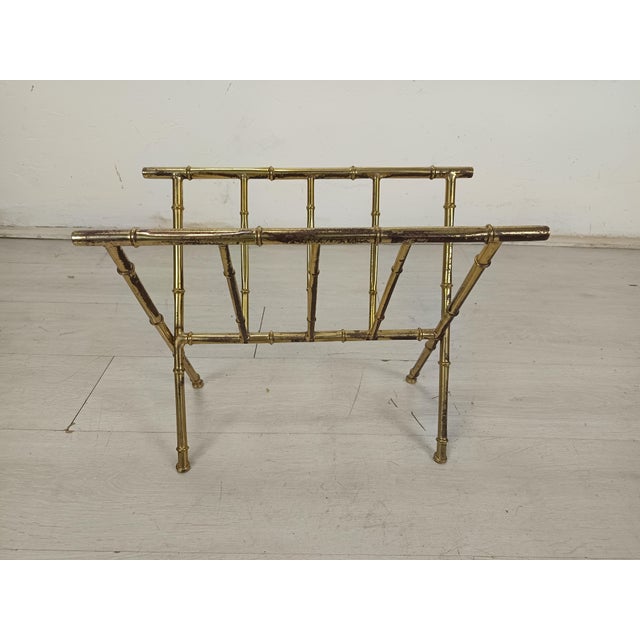 1970s Brass and Bamboo Magazine Rack, 1970s For Sale - Image 5 of 14