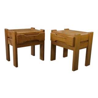 Elm Bedside Tables from Maison Regain, 1970s, Set of 2 For Sale