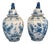 Pair of Antique Delft Blue & White Pottery Ginger Jar Pots For Sale
