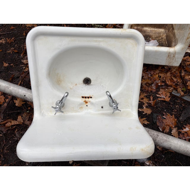 Ceramic 7 Vintage 1920s Sinks Varied Styles For Sale - Image 7 of 18
