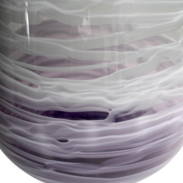 Swirled Smoke and Aubergine Torpedo Glass Vase- Short For Sale In Chicago - Image 6 of 11