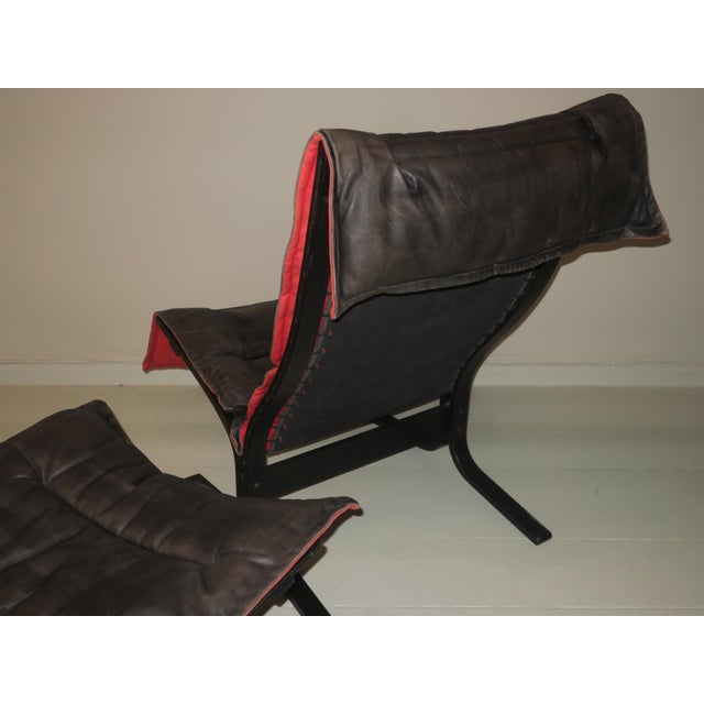 Mid-Century Modern Set of Leather Lounge Chair with Ottoman by Westnofa, Norway, 1960s For Sale - Image 3 of 12